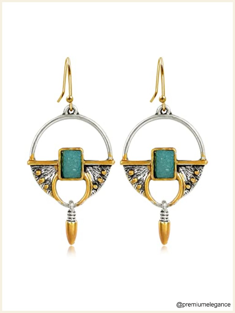 Vintage Boho Drop Earrings 14k Gold Plated Sterling Silver